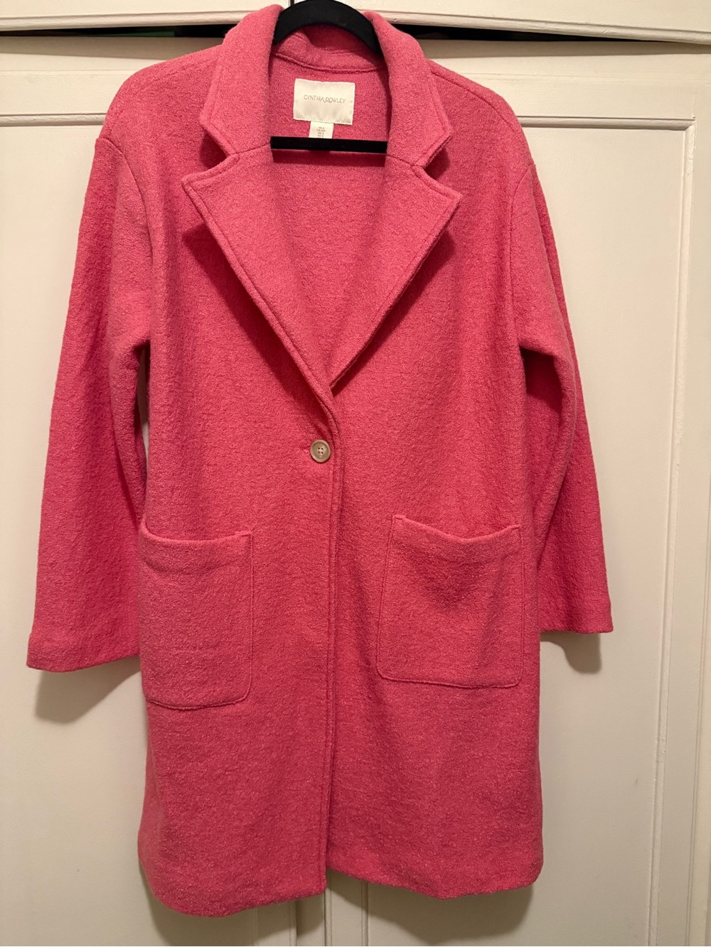 Cynthia Rowley Bouclé Knit Sweater Coat – Vibrant Pink - Wool Blend- Size Small - Picture 2 of 6